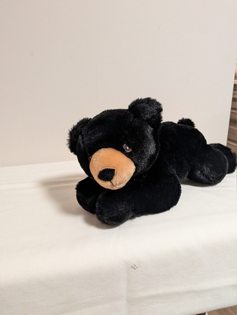 Wild Republic. Plush Black Lying Down  Bear Stuffed Toy - Soft Cuddly Plush. EUC